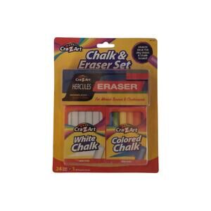CraZart Chalk and Eraser Set White and Colored Chalk